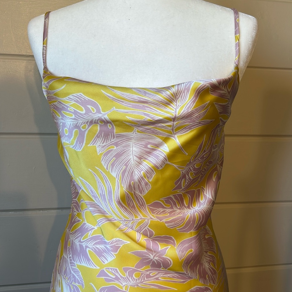 AUDREY Tropical Slip Dress – Yellow & Lavender – New without tags Size M